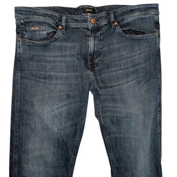 HUGO BOSS Dark Wash Rinse Slim Fit Stretch Straight Leg Jeans Pants 36/34 36x34 - Picture 5 of 7